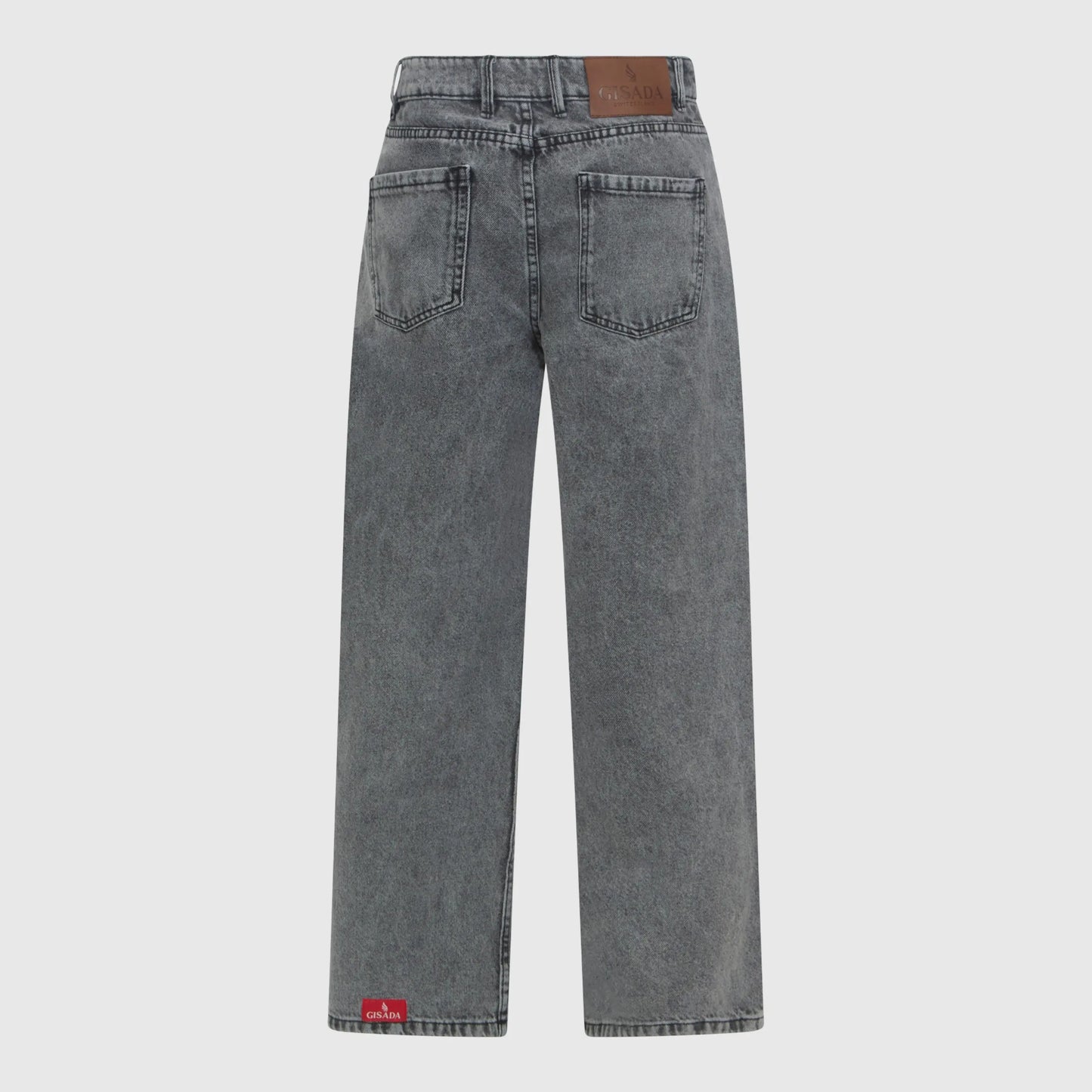 Back View of Gisada Crop Denim Jeans with Branding Detail